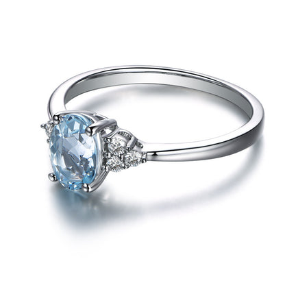 Sky Blue Platinum Simulated Diamond Ring